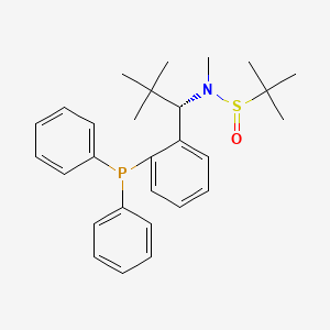 molecular formula C28H36NOPS B13662301 (R)-N-((S)-1-(2-(Diphenylphosphanyl)phenyl)-2,2-dimethylpropyl)-N,2-dimethylpropane-2-sulfinamide 