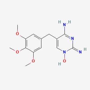 molecular formula C14H18N4O4 B1366313 1-Hydroxy-2-imino-5-[(3,4,5-trimethoxyphenyl)methyl]pyrimidin-4-amine CAS No. 27653-68-5