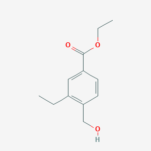 molecular formula C12H16O3 B13663150 Ethyl 3-ethyl-4-(hydroxymethyl)benzoate 