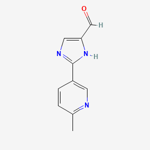 molecular formula C10H9N3O B13663389 2-(6-Methyl-3-pyridyl)imidazole-5-carbaldehyde 