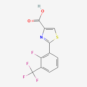 molecular formula C11H5F4NO2S B13663419 2-[2-Fluoro-3-(trifluoromethyl)phenyl]thiazole-4-carboxylic Acid 