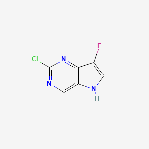 molecular formula C6H3ClFN3 B13663455 2-Chloro-7-fluoro-5H-pyrrolo[3,2-d]pyrimidine 