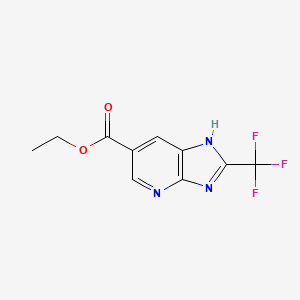 molecular formula C10H8F3N3O2 B13663508 Ethyl 2-(trifluoromethyl)-1H-imidazo[4,5-b]pyridine-6-carboxylate 