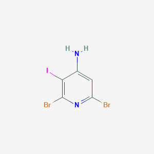 molecular formula C5H3Br2IN2 B13663611 2,6-Dibromo-3-iodopyridin-4-amine 