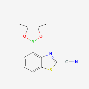 molecular formula C14H15BN2O2S B13663631 4-(4,4,5,5-Tetramethyl-1,3,2-dioxaborolan-2-yl)benzo[d]thiazole-2-carbonitrile 