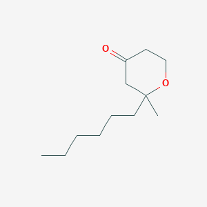 molecular formula C12H22O2 B13664303 2-Hexyl-2-methyldihydro-2H-pyran-4(3H)-one 