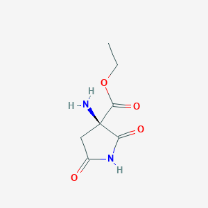 molecular formula C7H10N2O4 B1366438 (R)-Ethyl 3-amino-2,5-dioxopyrrolidine-3-carboxylate CAS No. 159213-18-0