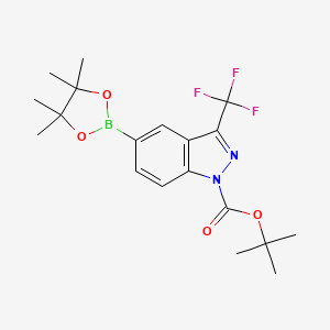 molecular formula C19H24BF3N2O4 B13664578 tert-Butyl 5-(4,4,5,5-tetramethyl-1,3,2-dioxaborolan-2-yl)-3-(trifluoromethyl)-1H-indazole-1-carboxylate 