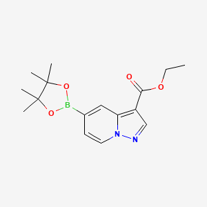 molecular formula C16H21BN2O4 B13664632 Ethyl 5-(4,4,5,5-tetramethyl-1,3,2-dioxaborolan-2-yl)pyrazolo[1,5-a]pyridine-3-carboxylate 