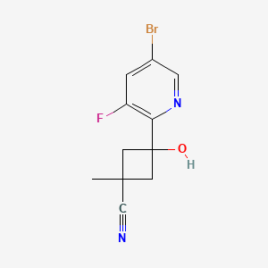 molecular formula C11H10BrFN2O B13664877 trans-3-(5-Bromo-3-fluoro-2-pyridyl)-3-hydroxy-1-methylcyclobutanecarbonitrile 