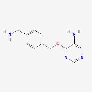 molecular formula C12H14N4O B13664971 4-((4-(Aminomethyl)benzyl)oxy)pyrimidin-5-amine 