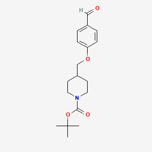molecular formula C18H25NO4 B1366508 4-(N-t-Butyloxycarbonylpiperidin-4-ylmethoxy)benzaldehyde 