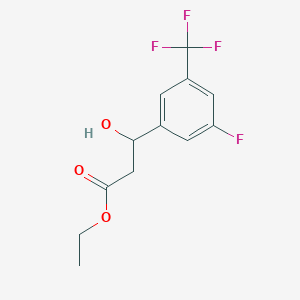 molecular formula C12H12F4O3 B13665469 Ethyl 3-[3-Fluoro-5-(trifluoromethyl)phenyl]-3-hydroxypropanoate 