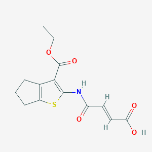 molecular formula C14H15NO5S B1366587 (E)-4-[(3-ethoxycarbonyl-5,6-dihydro-4H-cyclopenta[b]thiophen-2-yl)amino]-4-oxobut-2-enoic acid 