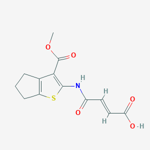 molecular formula C13H13NO5S B1366590 (E)-4-[(3-methoxycarbonyl-5,6-dihydro-4H-cyclopenta[b]thiophen-2-yl)amino]-4-oxobut-2-enoic acid 