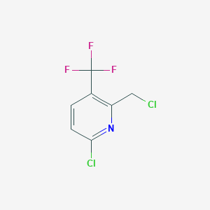 molecular formula C7H4Cl2F3N B13666039 6-Chloro-2-(chloromethyl)-3-(trifluoromethyl)pyridine 