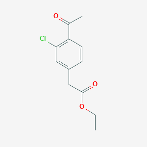 molecular formula C12H13ClO3 B13666365 Ethyl 2-(4-acetyl-3-chlorophenyl)acetate 