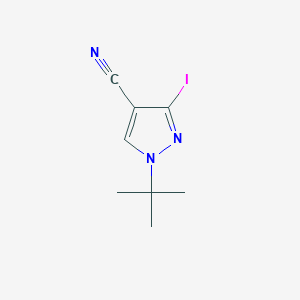 molecular formula C8H10IN3 B13666760 1-(tert-Butyl)-3-iodo-1H-pyrazole-4-carbonitrile 