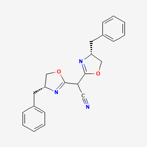 molecular formula C22H21N3O2 B13666785 2,2-Bis((R)-4-benzyl-4,5-dihydrooxazol-2-yl)acetonitrile 