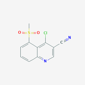 molecular formula C11H7ClN2O2S B13666906 4-Chloro-5-(methylsulfonyl)quinoline-3-carbonitrile 