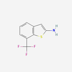 molecular formula C9H6F3NS B13667069 7-(Trifluoromethyl)benzo[b]thiophen-2-amine 