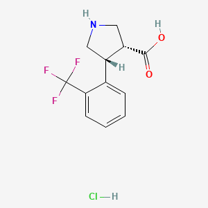 molecular formula C12H13ClF3NO2 B13667091 cis-4-(2-(Trifluoromethyl)phenyl)pyrrolidine-3-carboxylic acid hydrochloride 