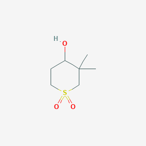 molecular formula C7H14O3S B13667139 4-Hydroxy-3,3-dimethyltetrahydro-2H-thiopyran 1,1-dioxide 