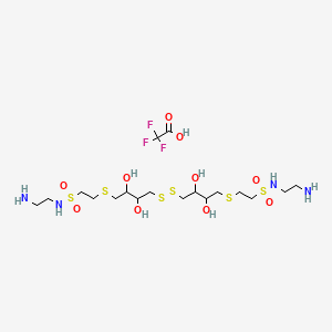 molecular formula C18H39F3N4O10S6 B13667208 N-(2-aminoethyl)-2-[4-[[4-[2-(2-aminoethylsulfamoyl)ethylsulfanyl]-2,3-dihydroxybutyl]disulfanyl]-2,3-dihydroxybutyl]sulfanylethanesulfonamide;2,2,2-trifluoroacetic acid 