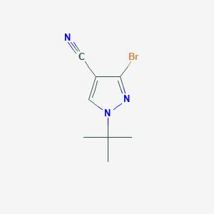 molecular formula C8H10BrN3 B13667366 3-Bromo-1-(tert-butyl)-1H-pyrazole-4-carbonitrile 