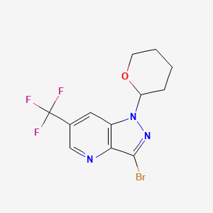 molecular formula C12H11BrF3N3O B13667409 3-Bromo-1-(tetrahydro-2H-pyran-2-yl)-6-(trifluoromethyl)-1H-pyrazolo[4,3-b]pyridine CAS No. 2089315-12-6