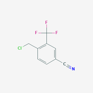 molecular formula C9H5ClF3N B13667603 4-(Chloromethyl)-3-(trifluoromethyl)benzonitrile 