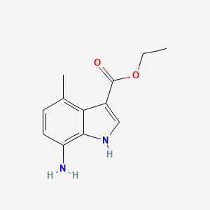 molecular formula C12H14N2O2 B13667620 Ethyl 7-amino-4-methyl-1H-indole-3-carboxylate 