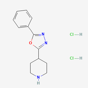 molecular formula C13H17Cl2N3O B13667675 2-Phenyl-5-(piperidin-4-yl)-1,3,4-oxadiazole dihydrochloride 