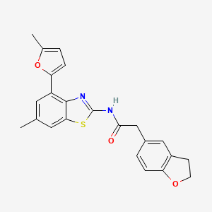 molecular formula C23H20N2O3S B13667678 2-(2,3-Dihydrobenzofuran-5-yl)-N-(6-methyl-4-(5-methylfuran-2-yl)benzo[d]thiazol-2-yl)acetamide 