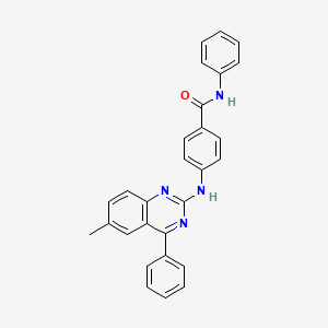 molecular formula C28H22N4O B13667733 4-[(6-methyl-4-phenylquinazolin-2-yl)amino]-N-phenylbenzamide 