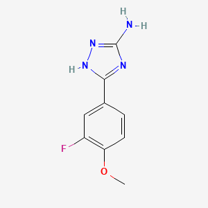 molecular formula C9H9FN4O B13667808 5-Amino-3-(3-fluoro-4-methoxyphenyl)-1H-1,2,4-triazole 