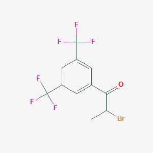 molecular formula C11H7BrF6O B13667836 1-[3,5-Bis(trifluoromethyl)phenyl]-2-bromopropan-1-one 