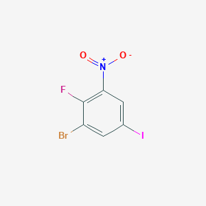 molecular formula C6H2BrFINO2 B13667869 1-Bromo-2-fluoro-5-iodo-3-nitrobenzene 