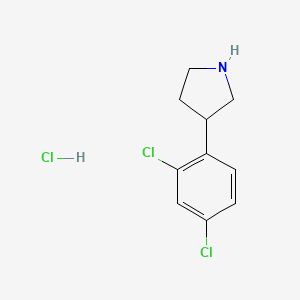 molecular formula C10H12Cl3N B13667881 3-(2,4-Dichlorophenyl)pyrrolidine Hydrochloride 