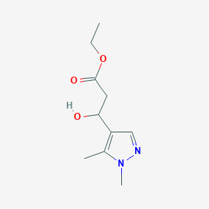 molecular formula C10H16N2O3 B13667905 Ethyl 3-(1,5-Dimethyl-4-pyrazolyl)-3-hydroxypropanoate 