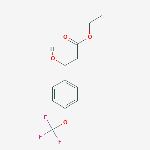 molecular formula C12H13F3O4 B13667917 Ethyl 3-hydroxy-3-(4-(trifluoromethoxy)phenyl)propanoate 