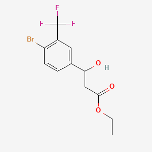 molecular formula C12H12BrF3O3 B13667987 Ethyl 3-(4-bromo-3-(trifluoromethyl)phenyl)-3-hydroxypropanoate 