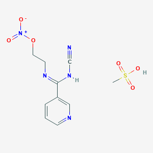 B136680 N-cyano-N'-(2-nitroxyethyl)-3-pyridinecarboximidamide methanesulfonate CAS No. 134431-49-5