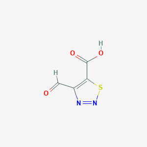 molecular formula C4H2N2O3S B13668301 4-Formyl-1,2,3-thiadiazole-5-carboxylic acid 