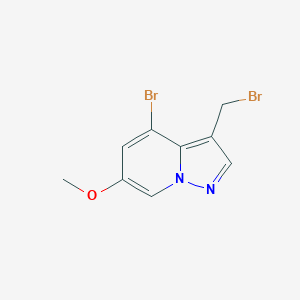 molecular formula C9H8Br2N2O B13670747 4-Bromo-3-(bromomethyl)-6-methoxypyrazolo[1,5-a]pyridine 