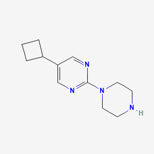 molecular formula C12H18N4 B13670776 5-Cyclobutyl-2-(1-piperazinyl)pyrimidine 