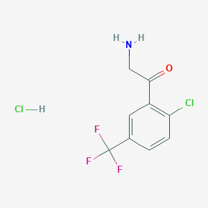 molecular formula C9H8Cl2F3NO B13670793 2-Amino-1-[2-chloro-5-(trifluoromethyl)phenyl]ethanone Hydrochloride 