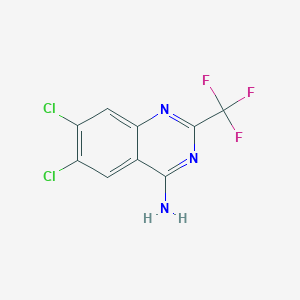 molecular formula C9H4Cl2F3N3 B13670847 6,7-Dichloro-2-(trifluoromethyl)quinazolin-4-amine 