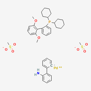 molecular formula C40H51NO8PPdS2- B13670997 Methanesulfonato(2-dicyclohexylphosphino-2',6'-dimethoxy-1,1'-biphenyl)(2'-amino-1,1'-biphenyl-2-yl)palladium(II) 