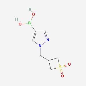 molecular formula C7H11BN2O4S B13673035 (1-((1,1-Dioxidothietan-3-yl)methyl)-1H-pyrazol-4-yl)boronic acid 